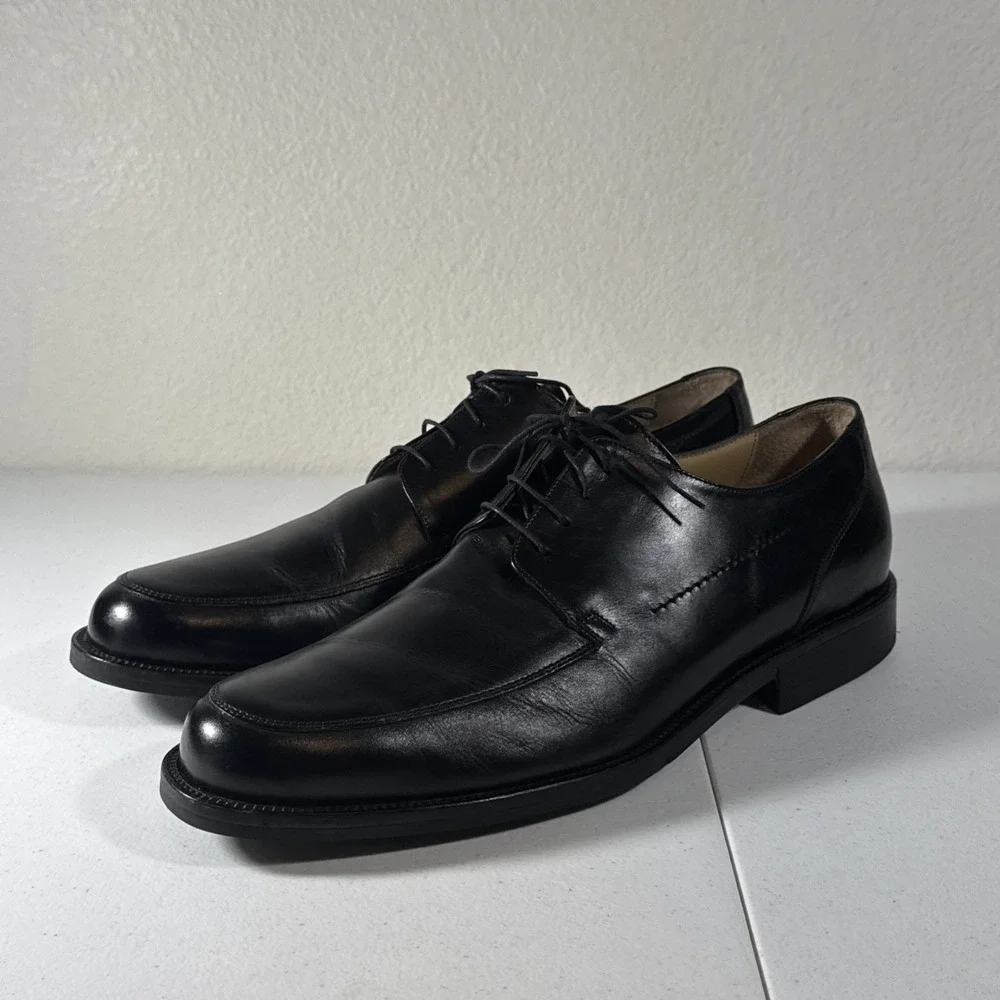 Johnston & Murphy XC4 Black Leather Dress Shoes Mens 13 M Bicycle Toe Italy 🇮🇹